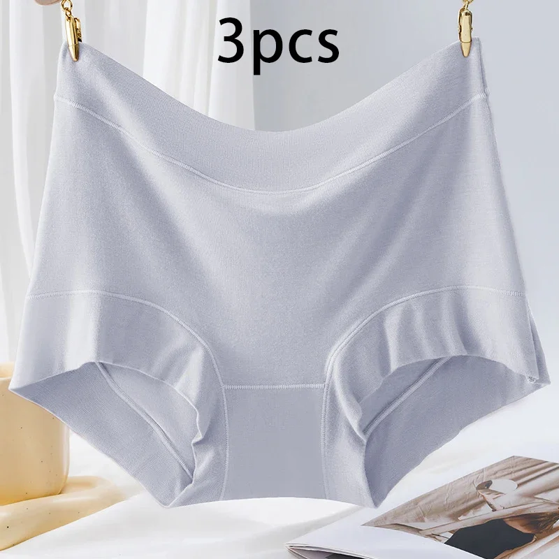 

3PCs modal women panties Lady plus size underwear large size high waist briefs breathable solid color female lingerie