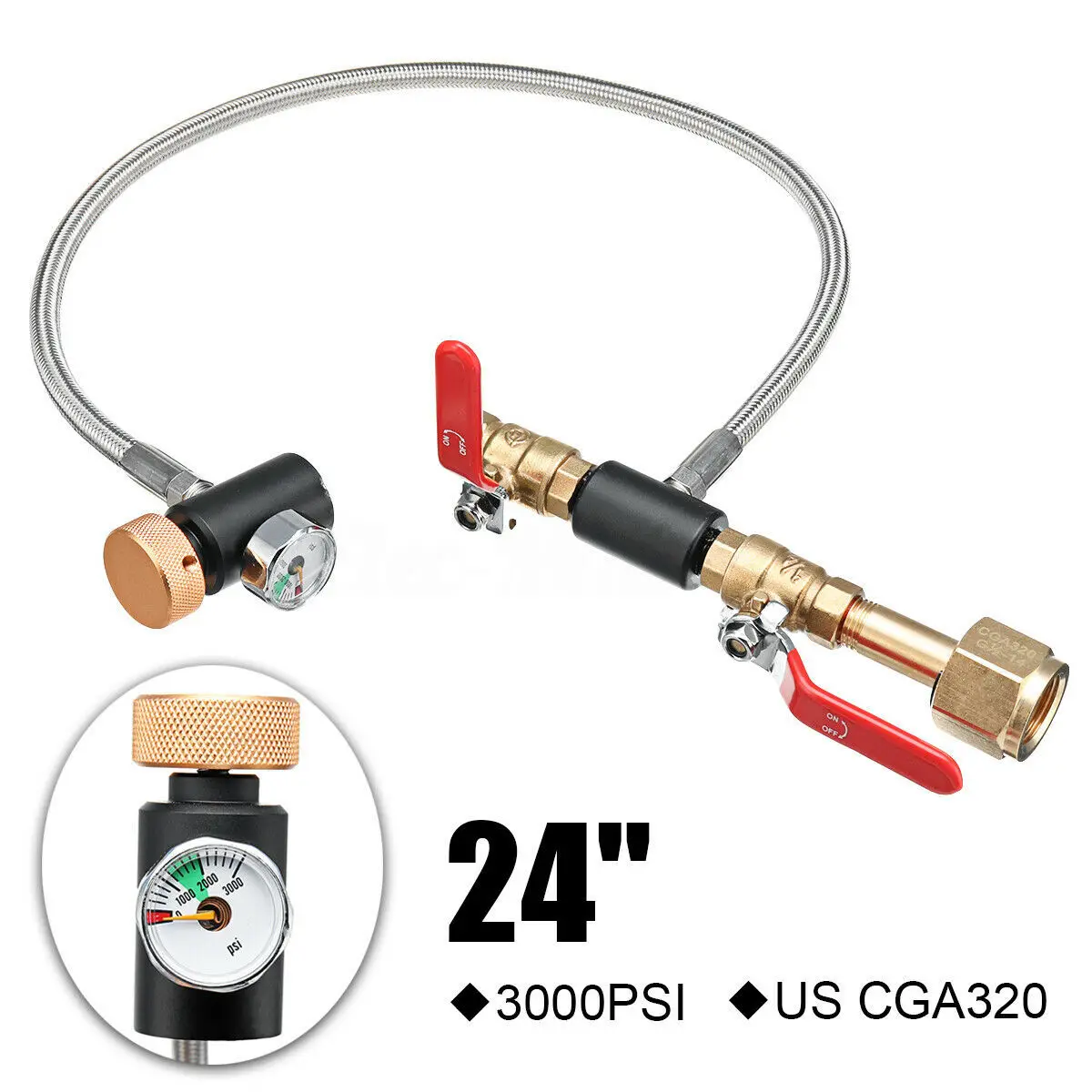 A09G-G1/2 CO2 Cylinder Refill Adapter Hose, CO2 Refill Station Connector Kit for Filling Soda Maker for Sodastream Tank