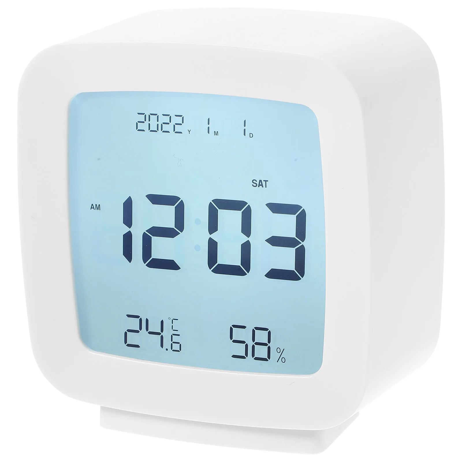 

Simple Clock Digital Small Clock for Bedroom Mini Table White Color Temperature Humidity Plastic Material Smooth Surface