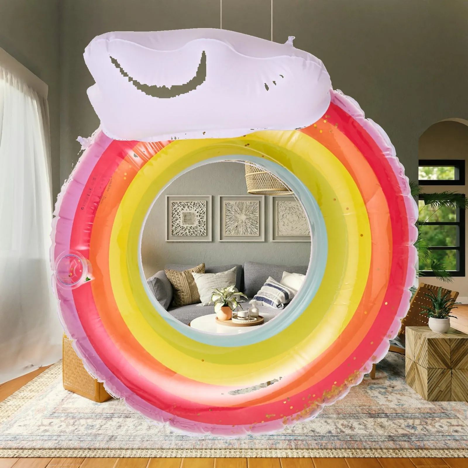 Swim Collar with Headrest Clear Inflatable Pool Lounger Inflatable Swim Tube Lightweight Floatie Classic for Adults
