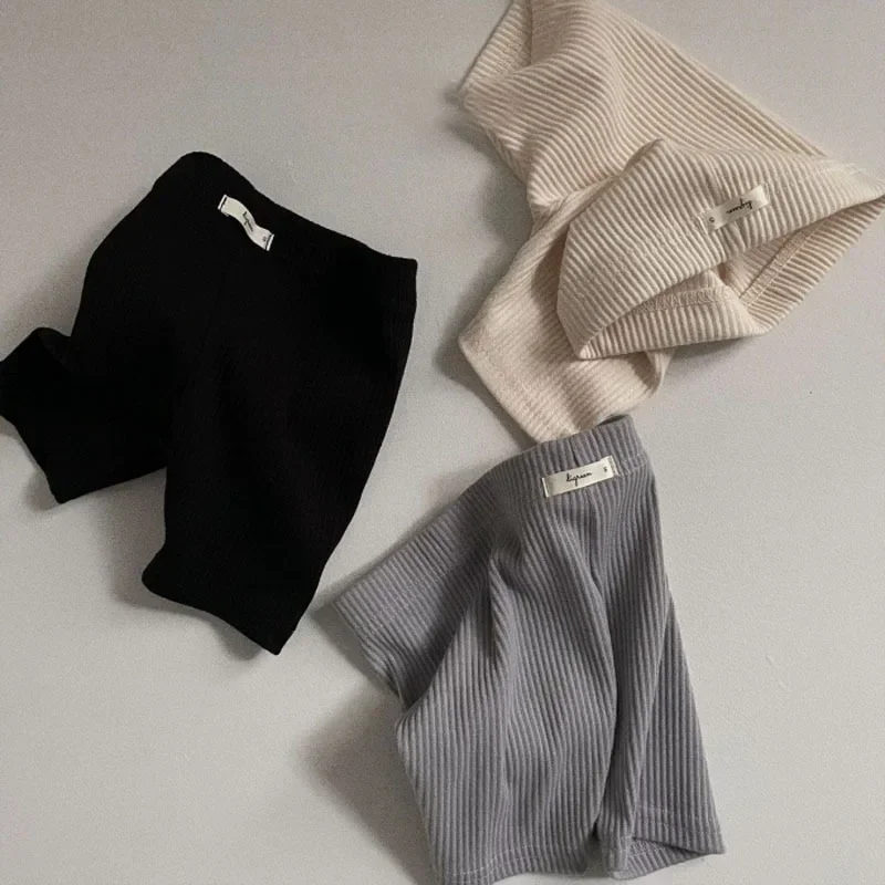 NOVEDAD DE VERANO 20225, pantalones cortos a rayas para bebé, pantalones cortos acanalados de algodón para niño, mallas simples para niño niña, pantalones de seguridad, ropa para niños