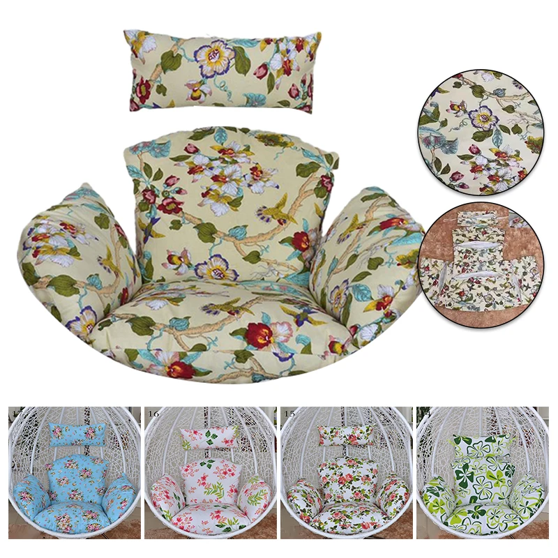 Solid Color/floral/stripe Hanging Swing Egg Chair Cushion Cover+ Outdoor Pillow Case Garden Lounger Cushion Cover with Cotton