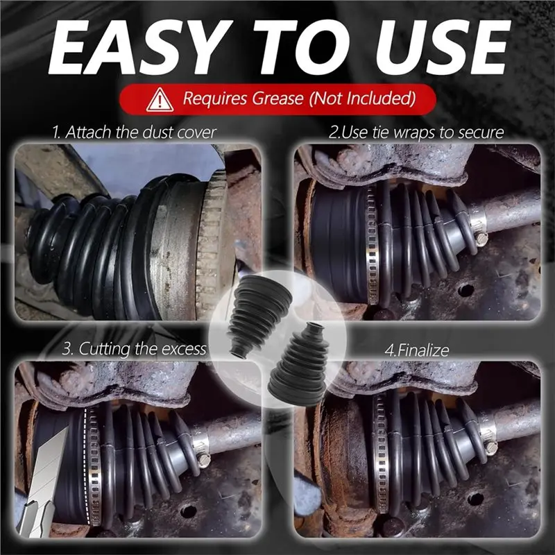 Aug. Shaft CV Boot Repair Kit 2PCS 19-24 Mm Silicone Axle Boot Set 4 CV Boots, Clamp& 6 Cable Ties