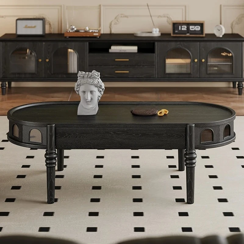 

French retro ash wood coffee table removable living room coffee table medieval solid wood coffee table