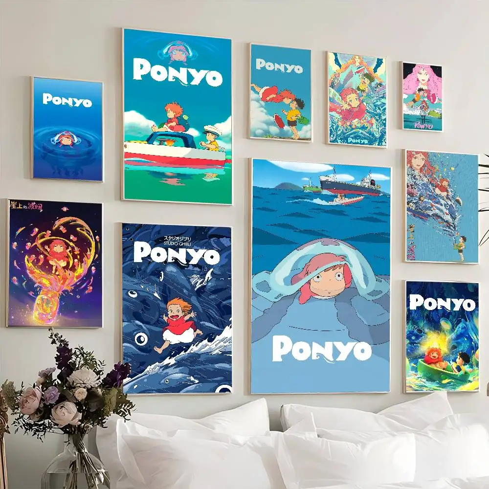 Cartoon P-Ponyos Movie Sticky Posters Retro Kraft Paper Stic
