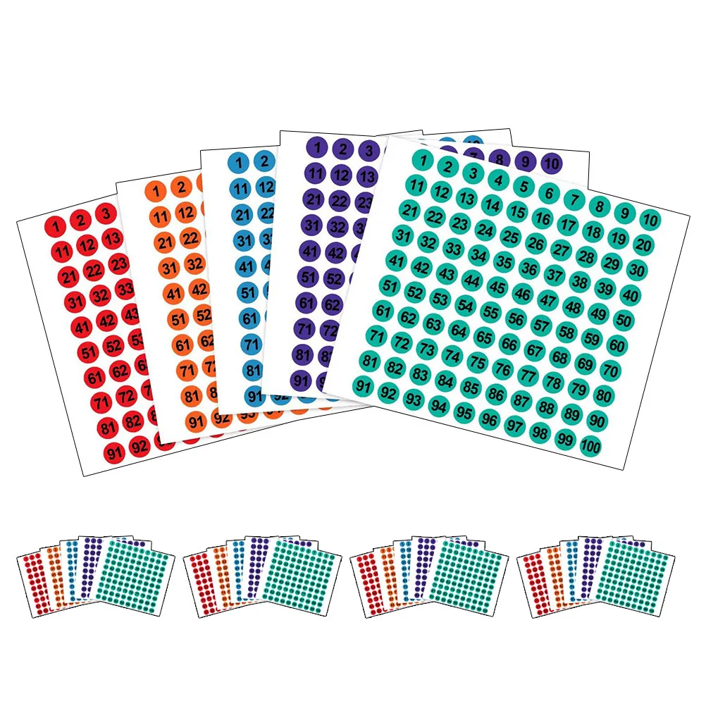 

2500Pcs Vibrant Number Stickers 1-100 Consecutive Round Self-Adhesive Labels for Efficient Numbering System in Classrooms
