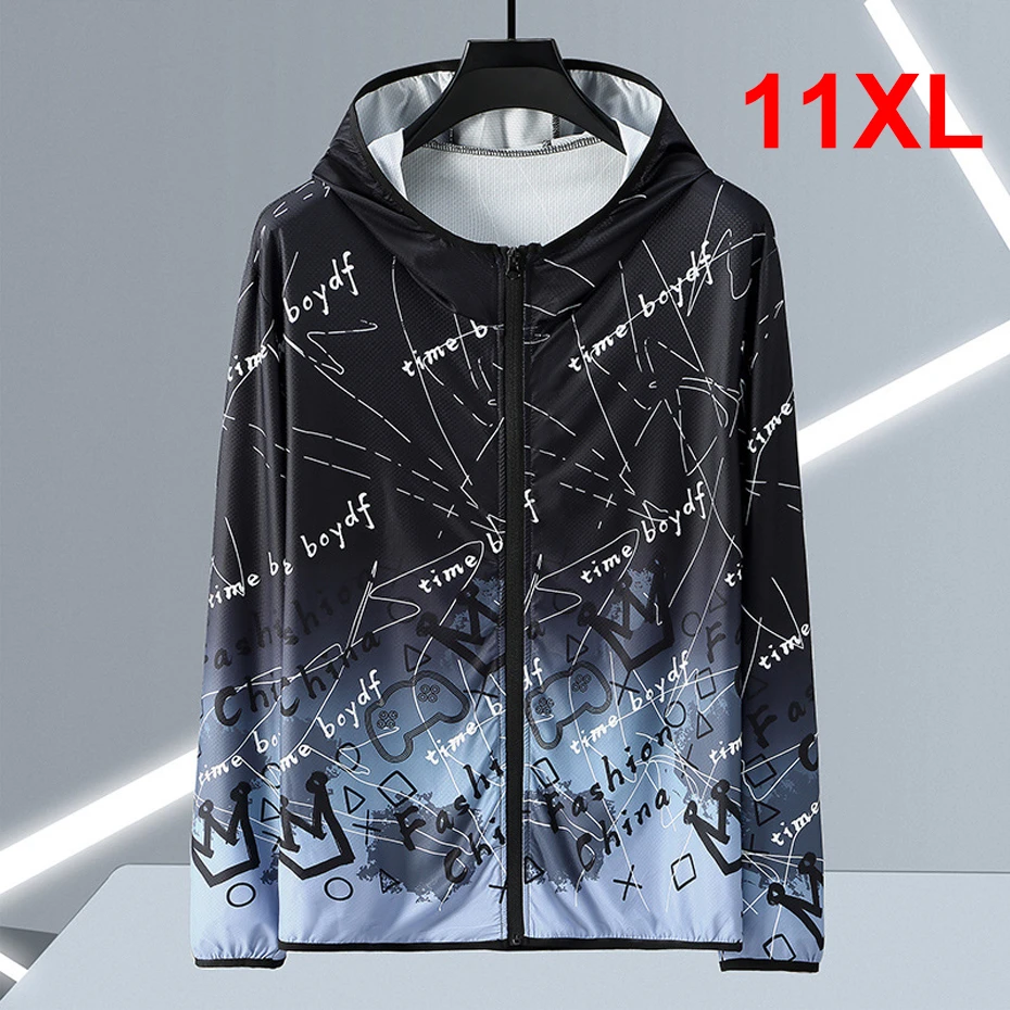 2024 Summer Thin Jacket Men Sun-protective Jackets Plus Size 11XL Fashion Casual Graffiti Gradient Design Coats Thin Clothes