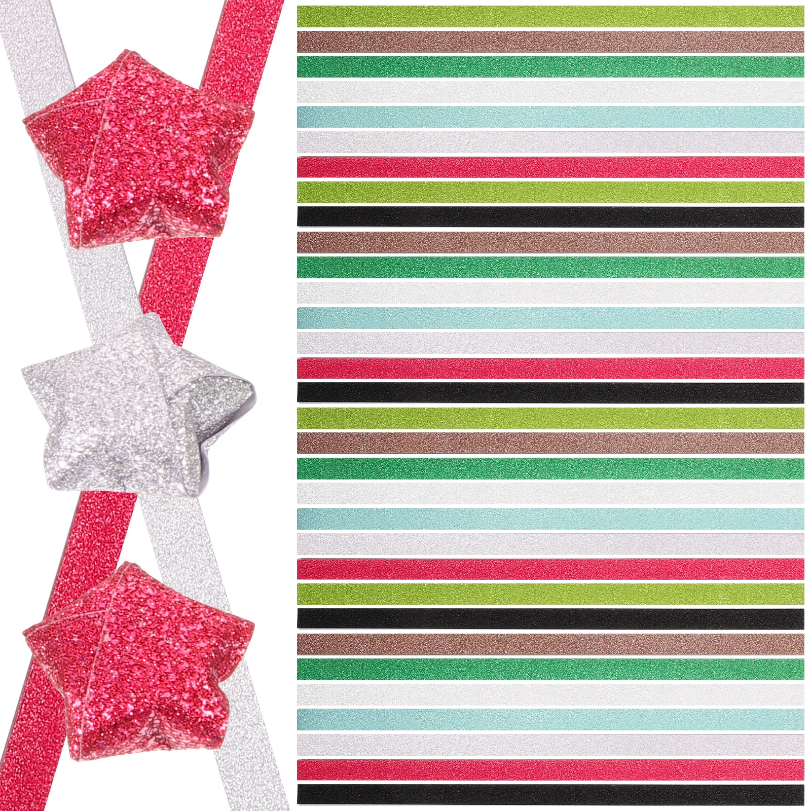 320Pcs Origami Paper Glitter Craft Sheets for DIY Luminous Star Folding Activity Glow Star Paper