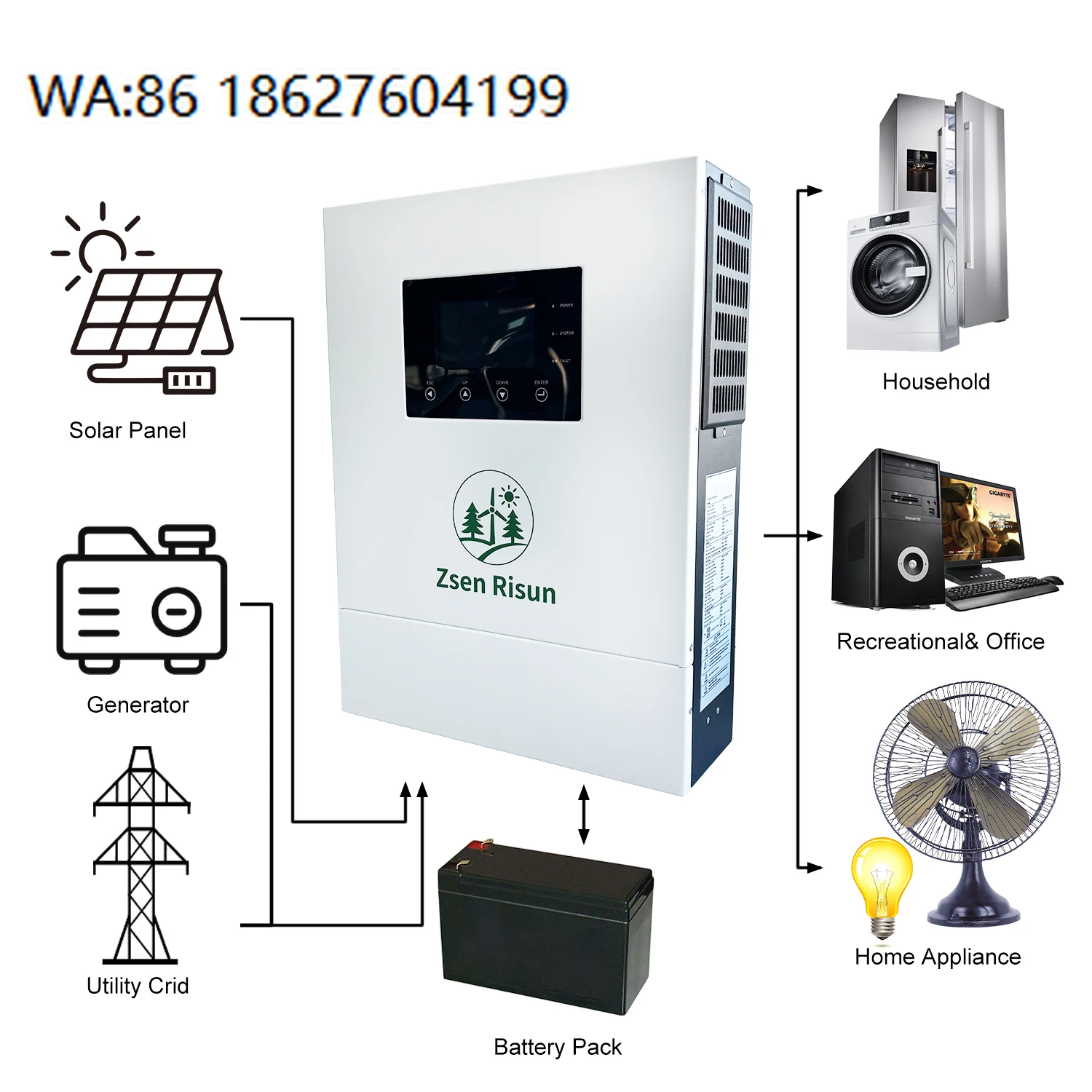 High Conversion Hybrid Off-Grid Inverter 5KW Single Mode Adjustable  Solar Power Equipment