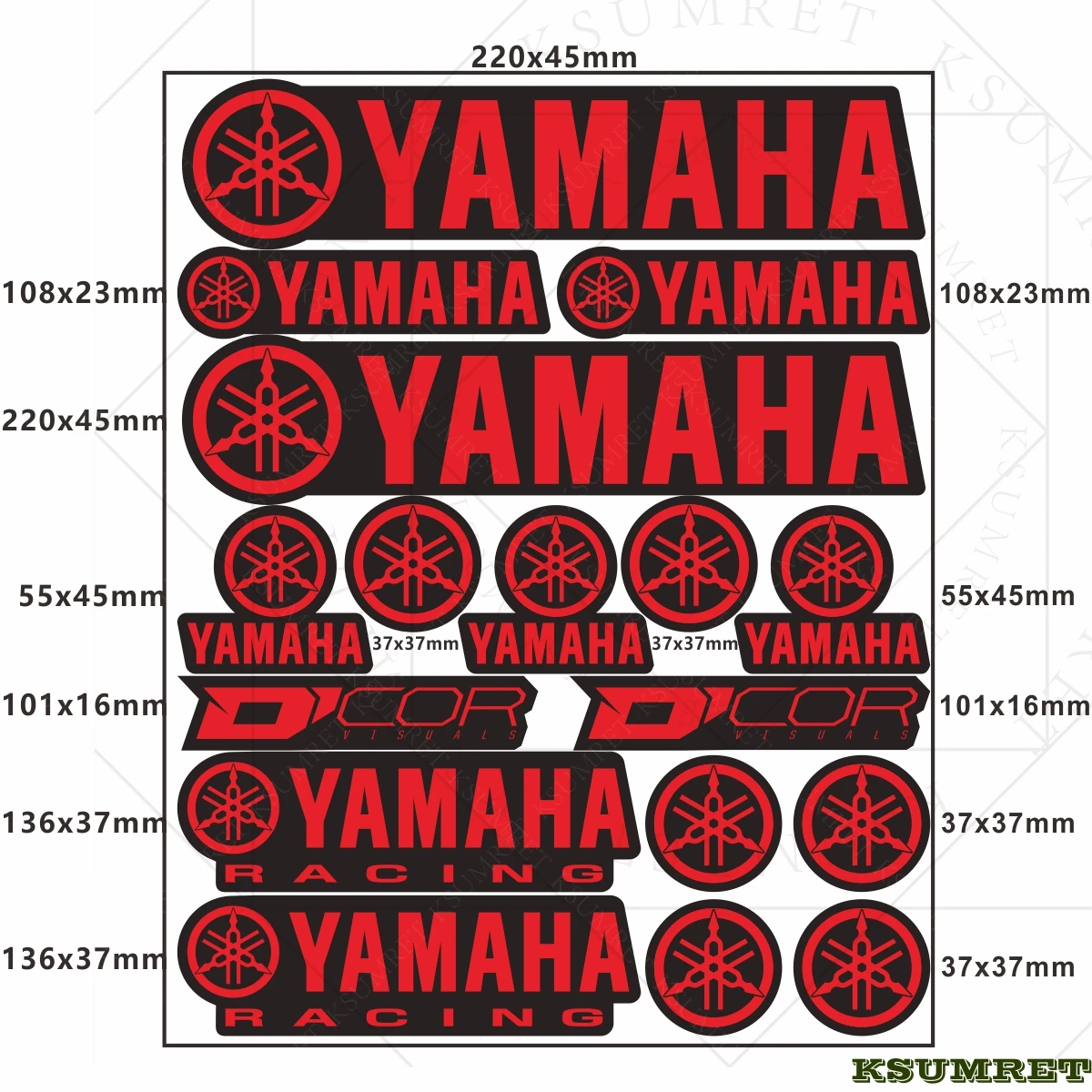 الفينيل لياماها DCOR Visuals ملصقات الدراجات النارية شعارات شعار مائي