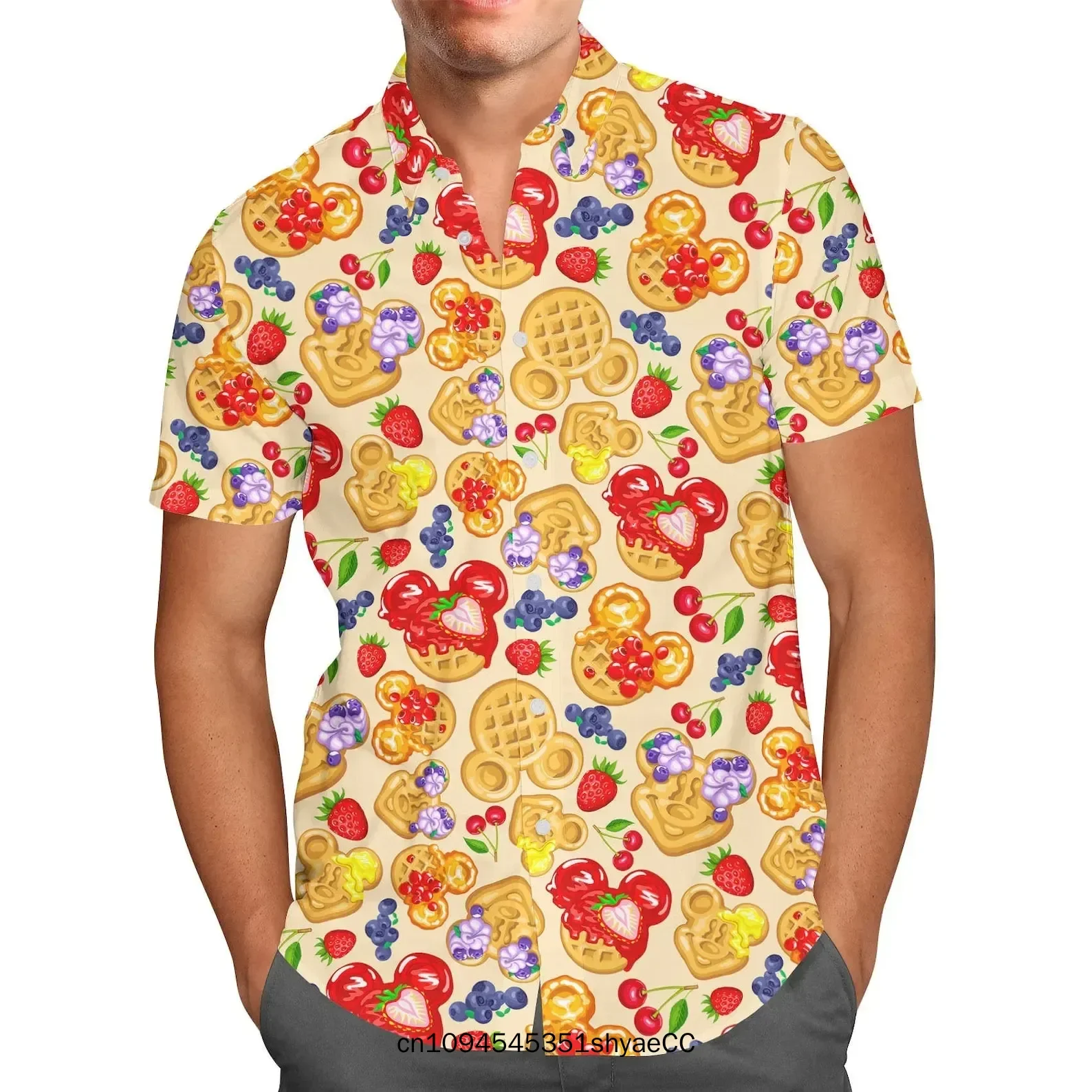 Mickey Mouse Sketch Hawaiian Shirts Men's Short Sleeve Button Up Shirts Disney Hawaiian Shirts Casual Beach Shirts Fashion Top