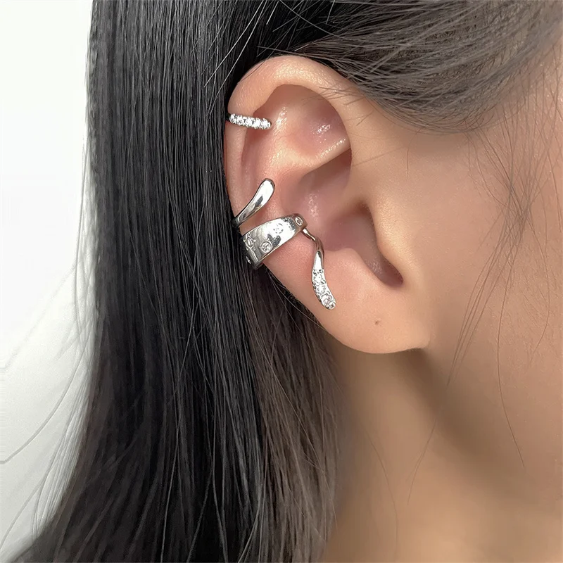1Pcs Vintage Zircon Snake Shape Ear Cuff Earrings Non-Piercing Cuff Ear Clip Earring For Men Women Jewelry e1533 - view 2