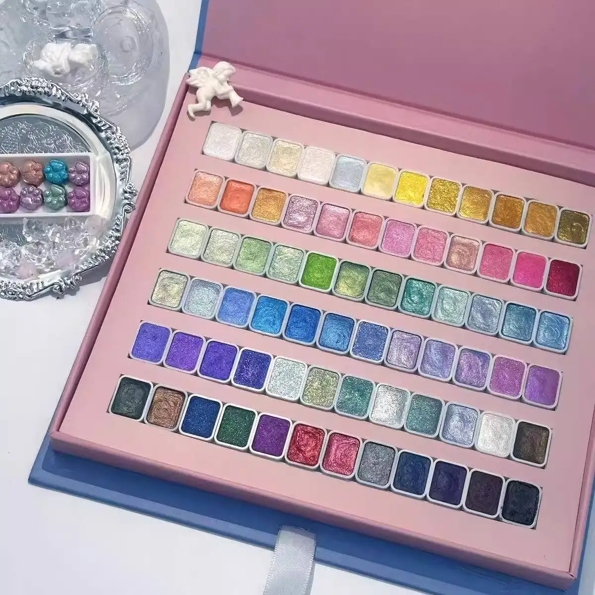 

Gypsophila Pearl Watercolor Paint Solid Nail Art Chinese Style Children's Student Art Painting Full Set 72colors X 1ml