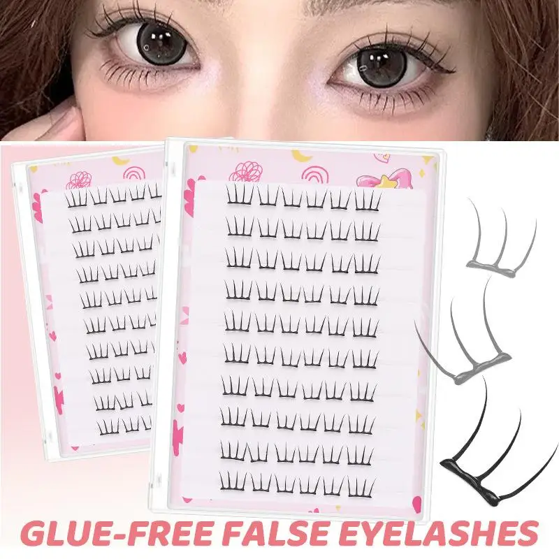 10-row Adhesive-free Natural False Eyelashes Thin Strips Adhesive-free Rows DIY 10 Natural Voluminous Segmented Eyelashes L A7J4