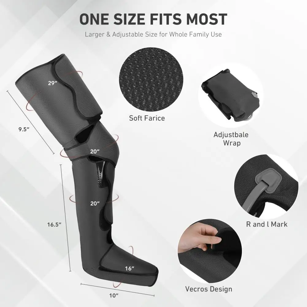 Electric Leg Muscle Relaxer 6 Modes Air Compression Recovery Boot Relieve Foot Fatigue Heating Leg Massager Circulation Relax