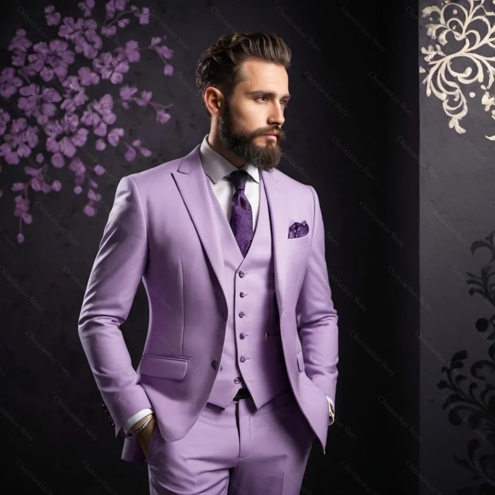 

Men Suits 3 Piece Peak Lapel Single Breasted Slim Wedding Party Tuxedo Fashion Business Casual Male Suit (Jacket+Vest+Pants)