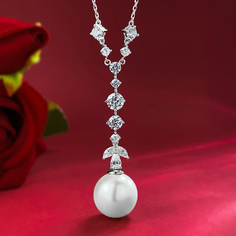 

925 Silver Pearl Necklace for Women 16mm Temperament Fashion Light Luxury Style Wholesale