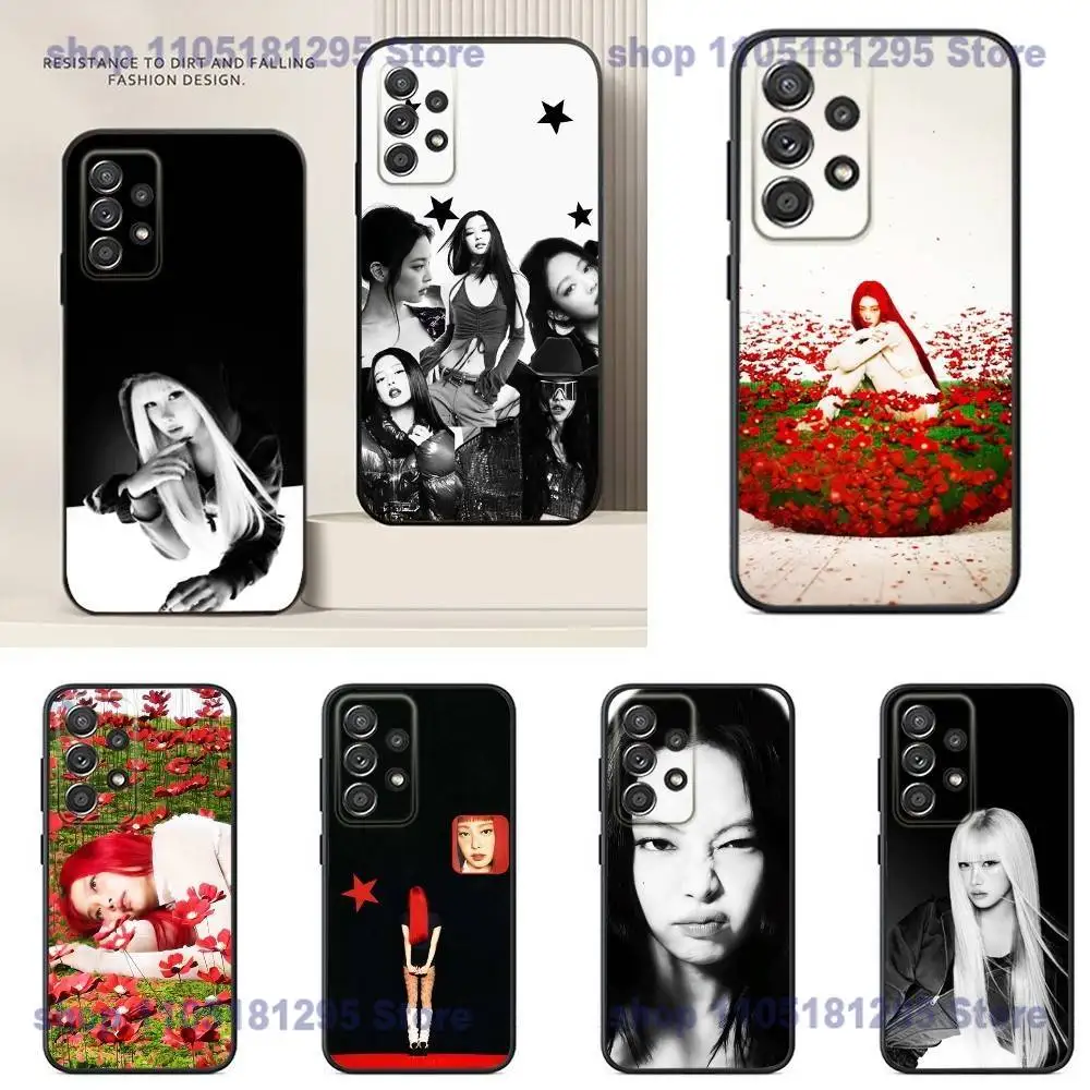 

Black soft silicone case Phone Case For Samsung S24,21,22,23,30,Ultra,20,Plus,Note,10,9,J-JENNIE Singer