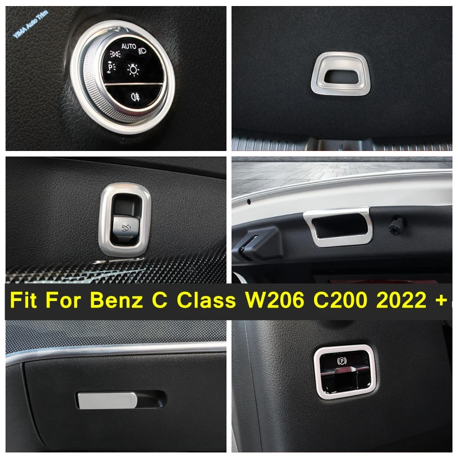 

Auto Rear Trunk Switch Button Frame Glove Box Handle Sequins Cover Trim Interior For Mercedes-Benz C Class W206 C200 2022 - 2024