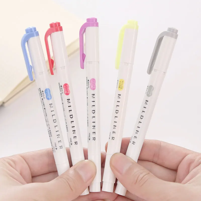 JIANWU 3pcs or 5pcs/set  Japanese stationery  zebra Mild liner double headed fluorescent pen  hook pen color Mark pen cute