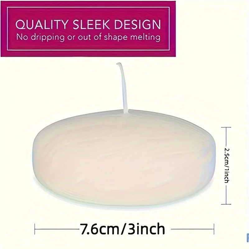 Pływająca świeca wodna, 2 cale (około 5 centymetrów) i 3 cale (około 7,6 cm) biała taca na wosk bezzapachowa bez dymu