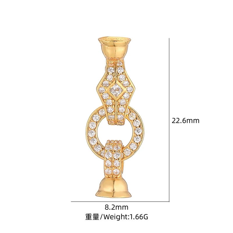 S925 Sterling Silver Inlaid Zircon Connecter clasp for DIY Female Bracelet Necklace Making SK24