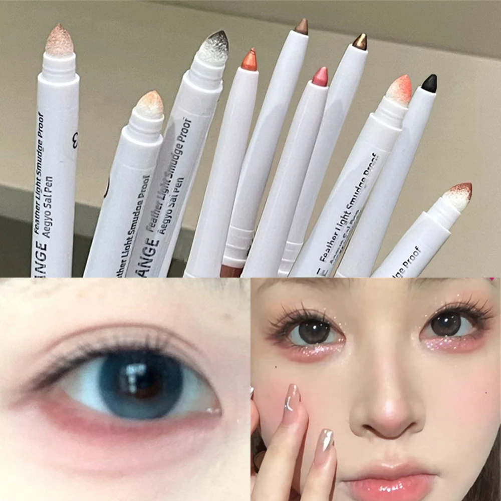 Double-ended Ultra-fine Gel Eyeliner Pencil Pink Brown Under Highlighter Pen Waterproof Matte Aegyosal Lying Silkworm Eye Makeup