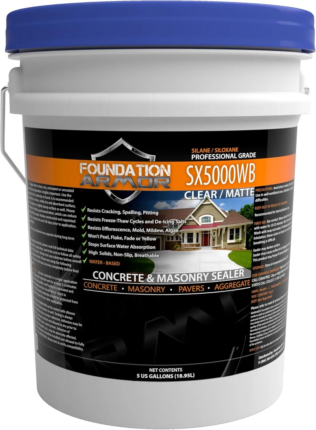 SX5000 WB DOT-Approved Deep Penetrating Water-Based Silane Siloxane 5 Gallon Concrete Sealer