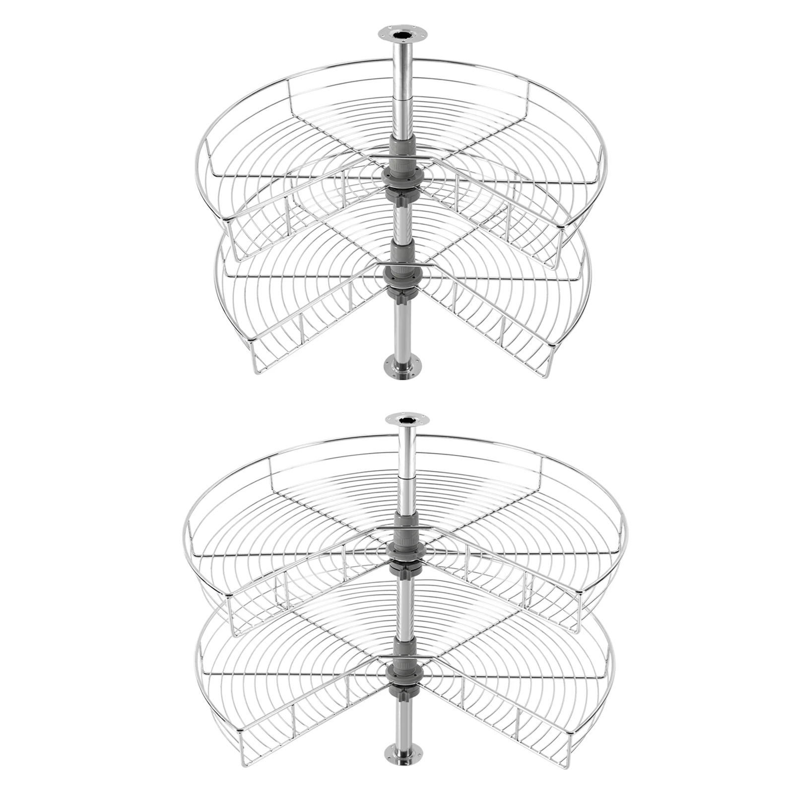 キッチンキャビネットコーナーオーガナイザー、2層、270 ° 回転バスケットラック、高負荷、28 "24"
