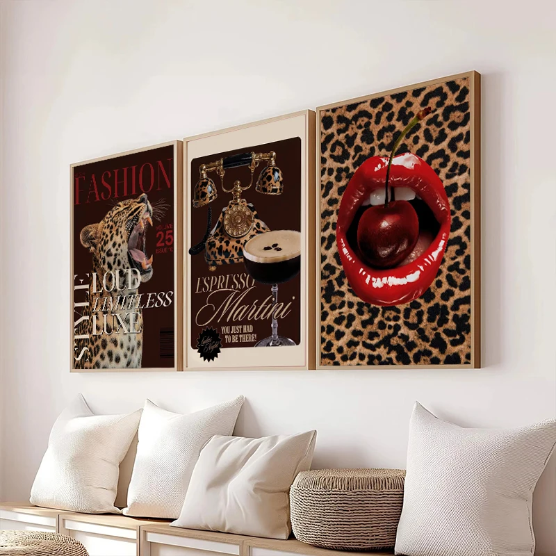 Retro Leopard Cheetah Canvas Prints Poster Y2k Funky Chic Art Painting Bedroom Apartment Wall Art Home Decor Picture Cuadros