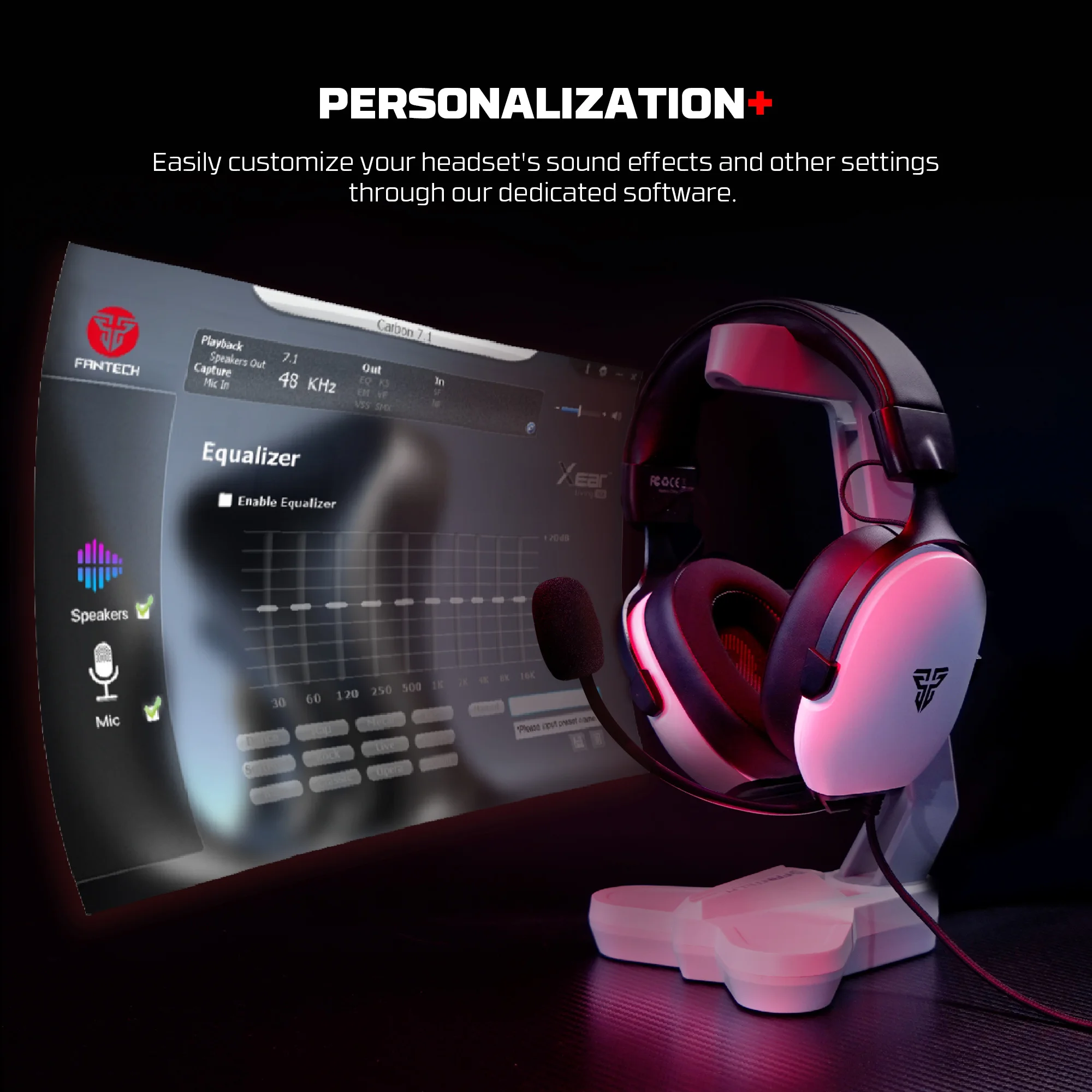 FANTECH HG30 CARBON7.1 سماعة رأس سلكية 40 مللي متر سائق كبير دعوة تقنية الحد من الضوضاء سماعة رأس ماكرو للكمبيوتر PS4 PS5 NS
