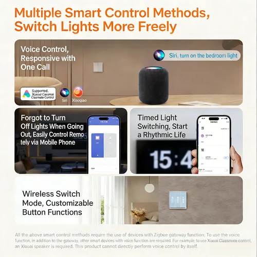 Imagen 2 del producto Interruptor de Pared Inteligente Aqara E1 ZigBee 3.0, Interruptor de Luz Inalámbrico para Hogar Inteligente, Cable de Alimentación con y sin Neutro para Xiaomi Mi Home Homekit