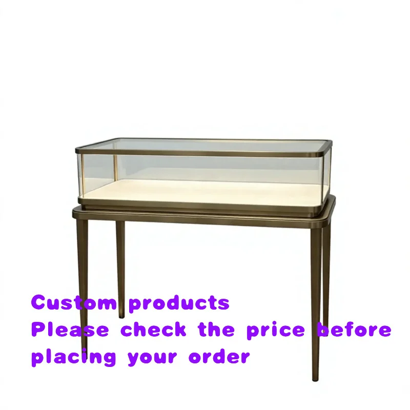 custom.High-End Modern Luxury Stainless Steel Jewelry Showcase Tempered Glass LED Lighting Boutique Mall Kiosk Customizable