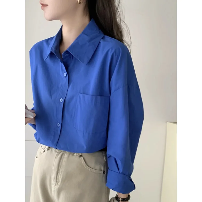 

Solid Color Long Sleeve Commuting Shirts Women Fashion Simple Single-Breasted Tops All-Season Wearable Office Clothing 2025 New