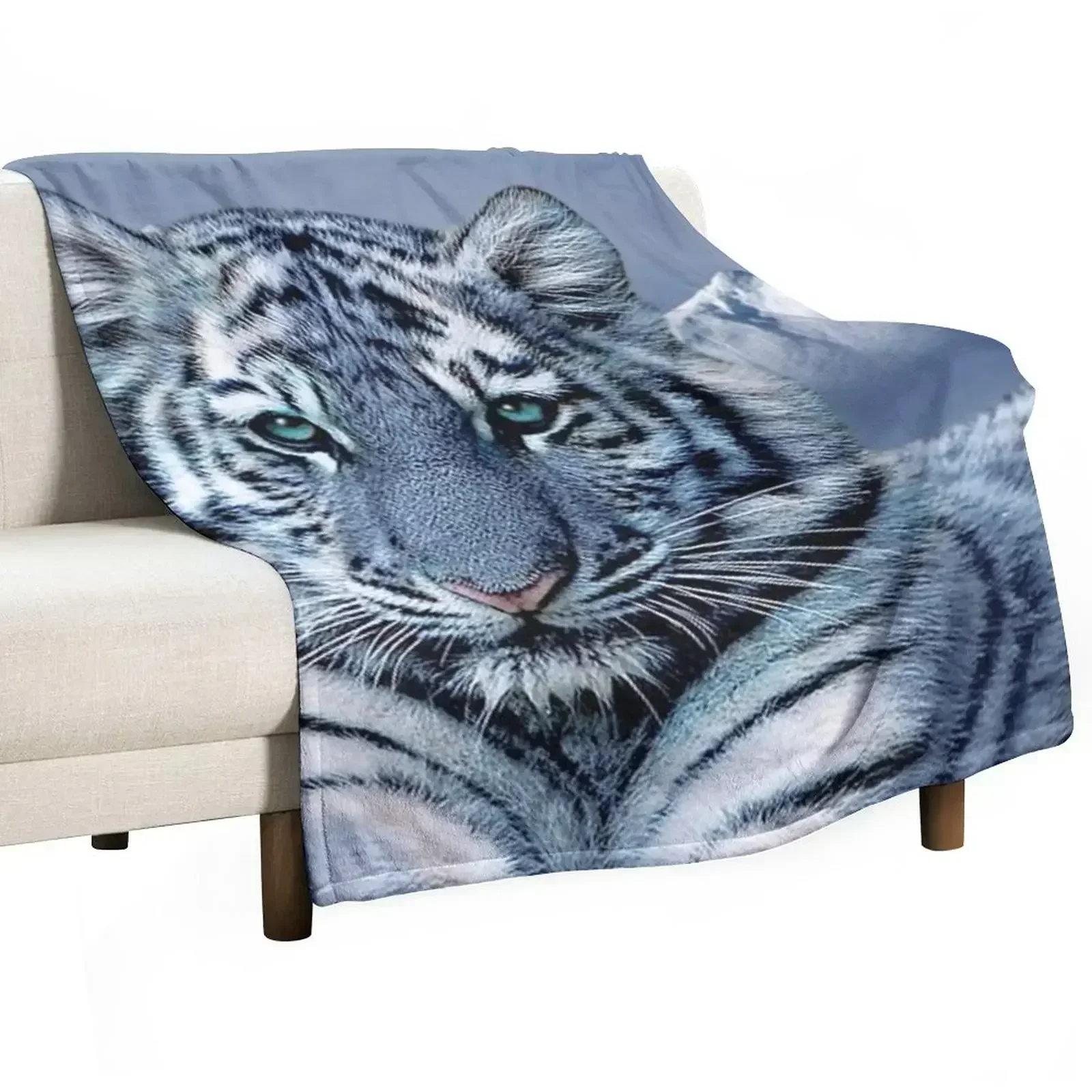 

Blue White Tiger Throw Blanket Custom Blankets Sofas Of Decoration Thin Flannel Blankets