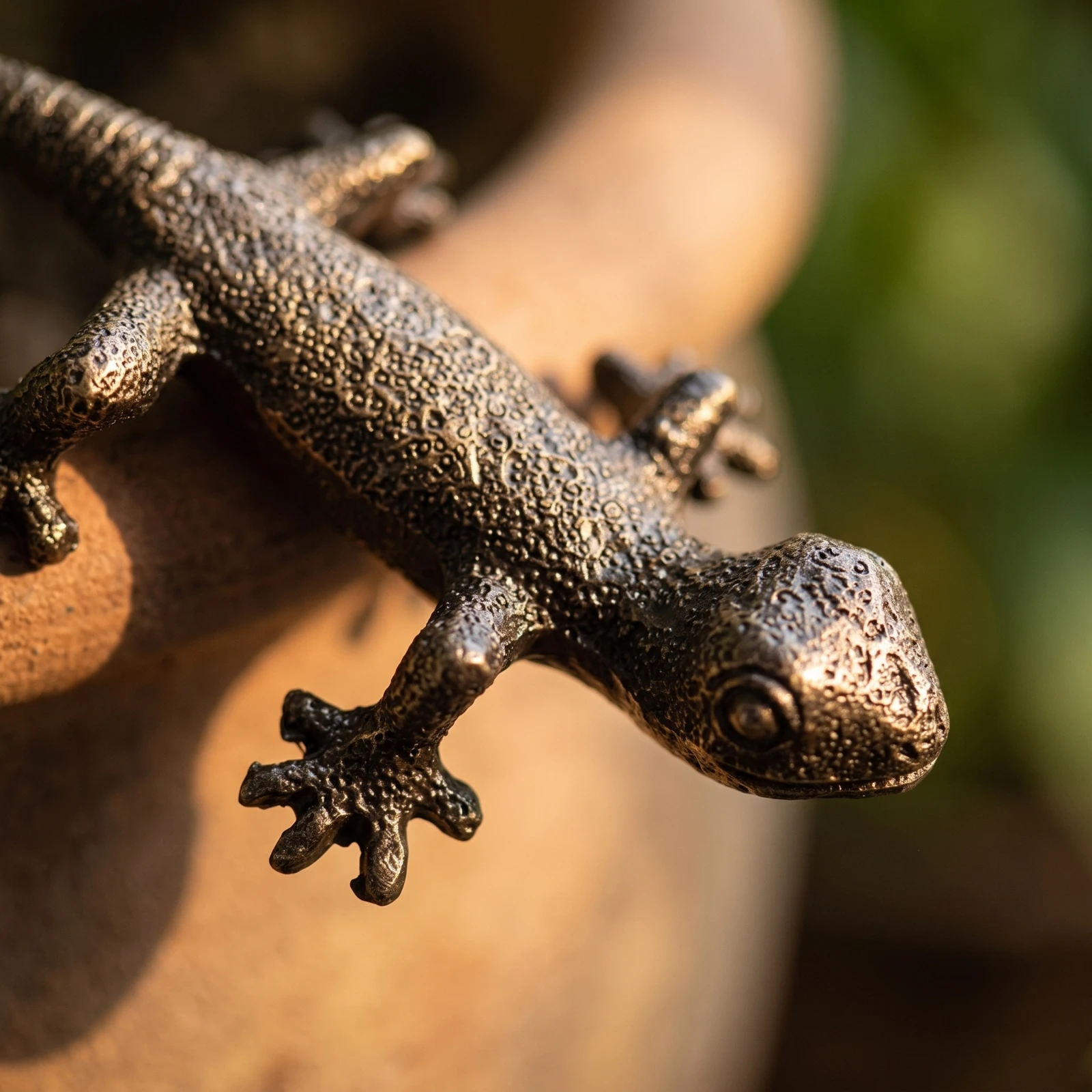 Gecko Planter Hanger Antique Bronze Gecko Pot Hanger Lizard Figurine Decorative Flower Pot Ornament Textured for Plant Lovers