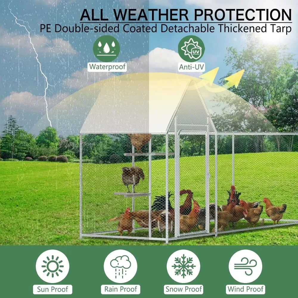 Imagem -02 - Grande Metal Chicken Coop para Galinhas Walk in Poultry Cage Run Wire Fence Enclosure Outdoor Pen 10x3.5x5ft