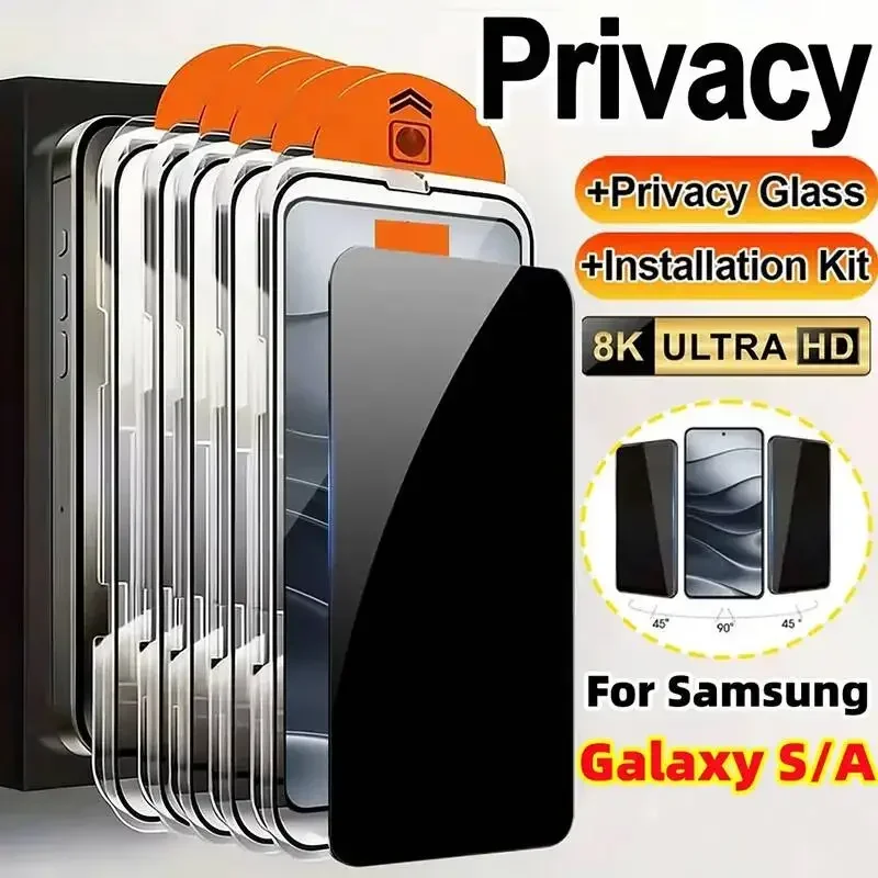 Easy Install Screen Protector For Samsung A56 A16 A36 A17 A07 A26 Galaxy S24 S25 FE S26 Ultra A55 A35 Anti Spy Tempered Glass