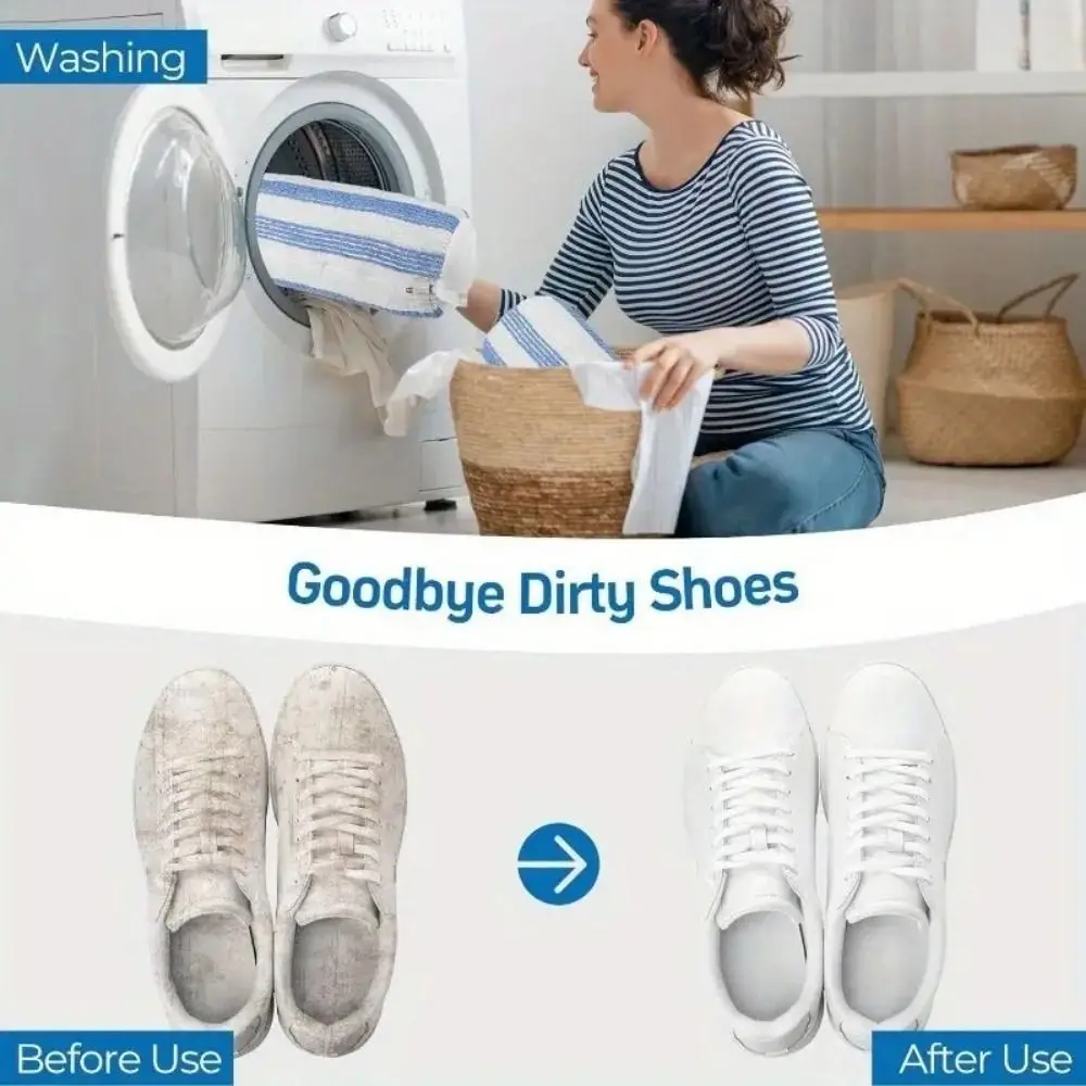 

Polyester Wash Shoes Bag Protective Soft Laundry Shoes Protector Lock Buckle with Zipper Cylindrical Laundry Bag for Home