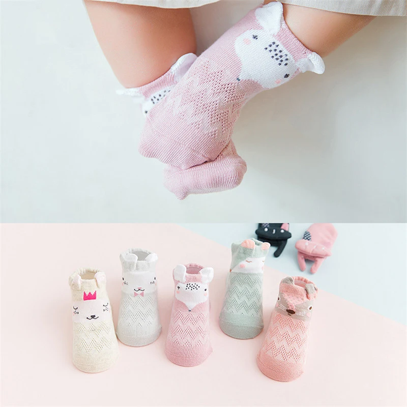 5 Pairs/lot Cotton Boy Child Socks Infants Summer Mesh Socks For Newborns Baby Cute Cartoon Socks For Girls Thin Soft