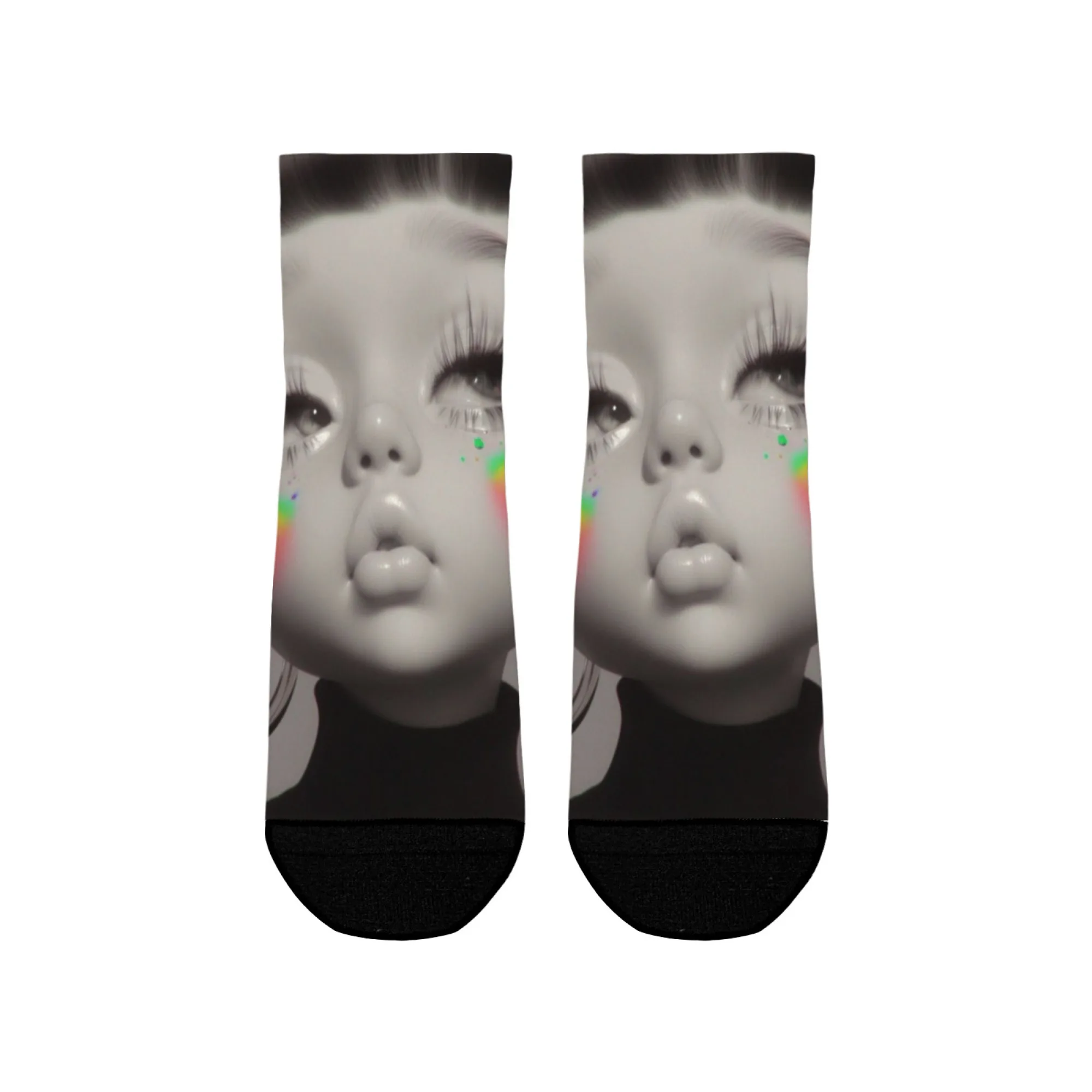 Aloof Girl Print Polyester Mischung Bequeme Freizeitsocken für Damen Herren Unisex Weich Atmungsaktiv Leicht Modisch