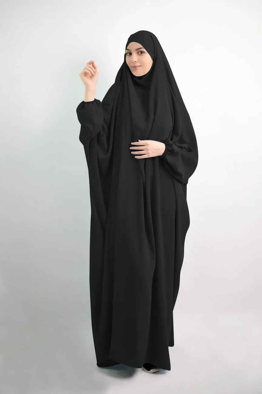 Islamic Clothing Prayer Jilbab Dubai Saudi Robe Turkish Modesty Muslin Dress Women Hooded Smocking  Muslim Abaya