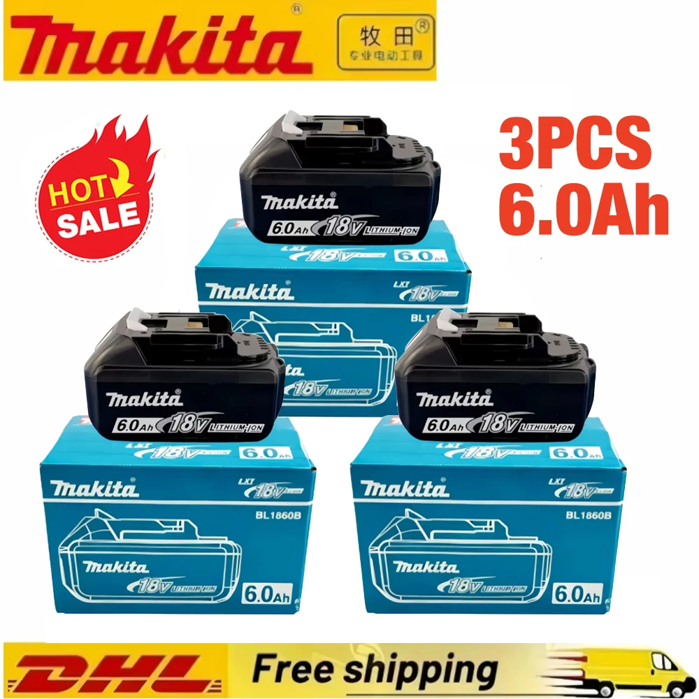 Originele Makita 18V batterij 6ah, met batterij-indicator Oplaadbare Makita-batterij, BL1830 BL1840 BL1850 Power Tool-batterij