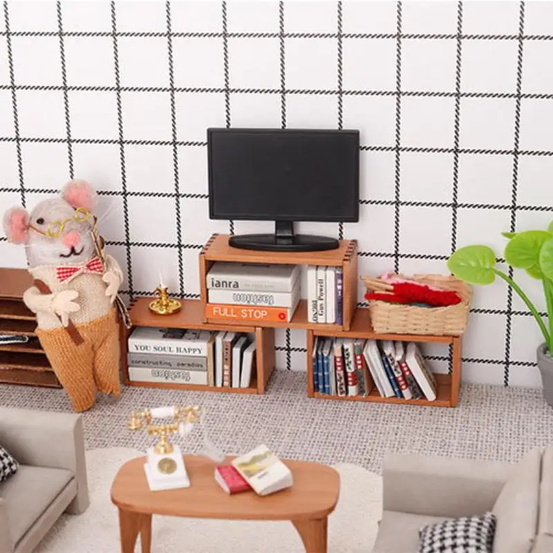 Armoire de rangement Miniature en bois pour maison de poupée 1:12, 1 pièce, étagère de rangement, modèle d'étagère, accessoires de meubles, jouets