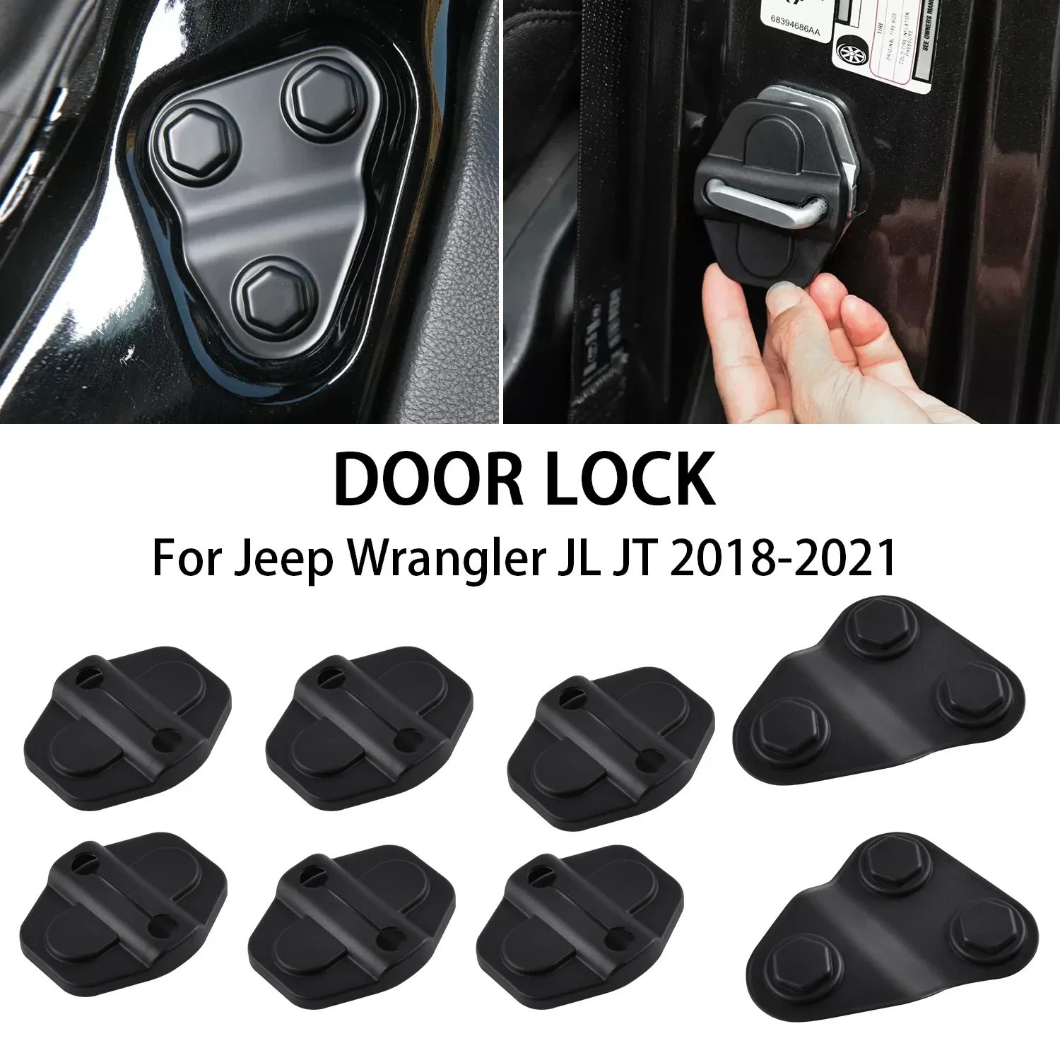 8pcs Car Door Lock Cover Screw Protector Trim Auto Interior Accessories For Jeep Wrangler JL JT 20182009 2010 2021 Accessories