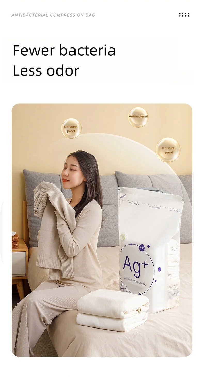 Antibacterial Vacuum Bags No Need Pump Large Plastic Storage Bag Storing Clothes Blanket Compression Bag Travel Accessories