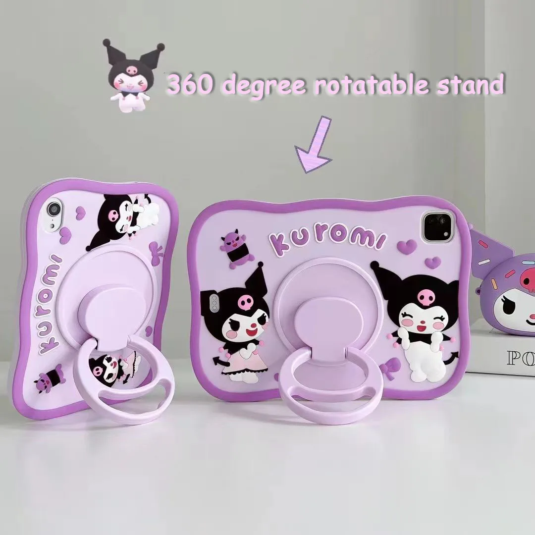 Sanrio Kuromi Pochacco casing untuk iPad 10th 8th Gen 9 PENUTUP UNTUK iPad 11 12.9 Air 4 5 Mini 6 5 360 derajat rotasi berdiri