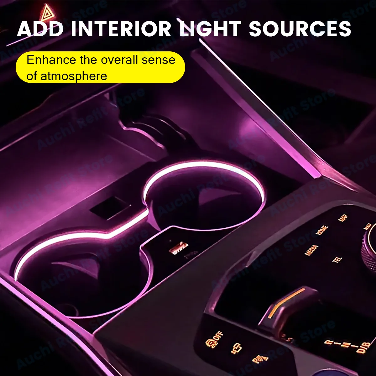 Auchi 2/3/4 Series Cup Holder Lamp Ambient Light with Ultra-fast Charging For BMW G20 i3 i4 G22 Car Cup Frame 11 Colours LED