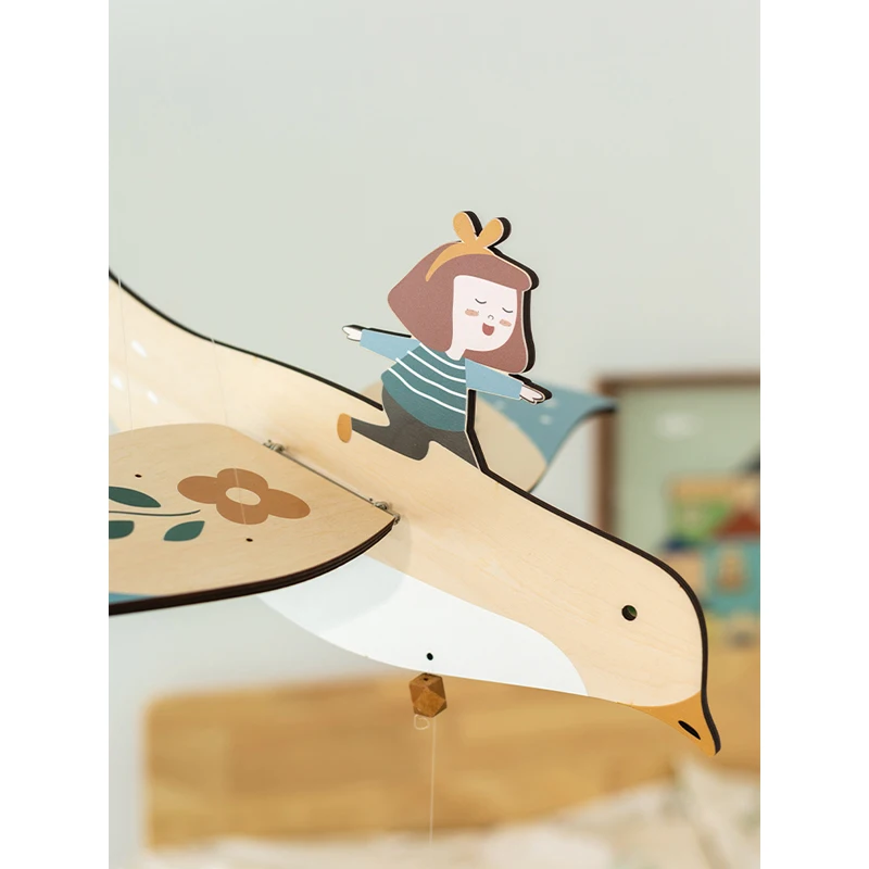 Japanese Hand-painted Cartoon Seagull Pendant, Home Living Room Decoration, Wood Bird Pendant, Artissuspended Balance Device