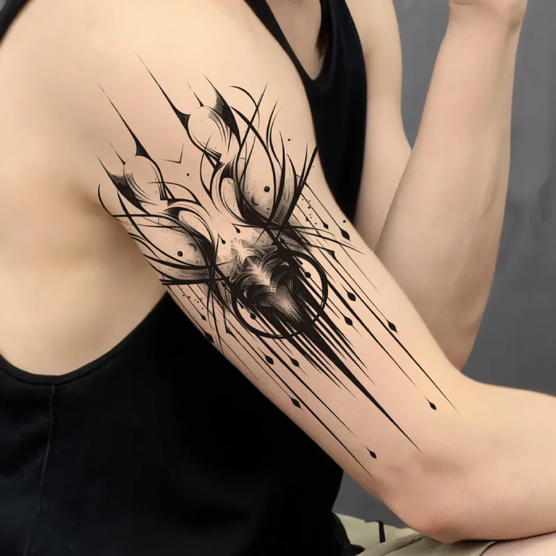 Cyberpunk Temporary Tattoos for Woman Man Arm Fake Tattoo Mechanical Dark Geometric Tattoo Stickers Waterproof Long Lasting